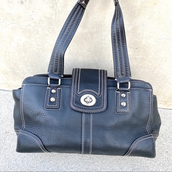 Coach Hampton Pebbled Leather Satchel Handbag bag